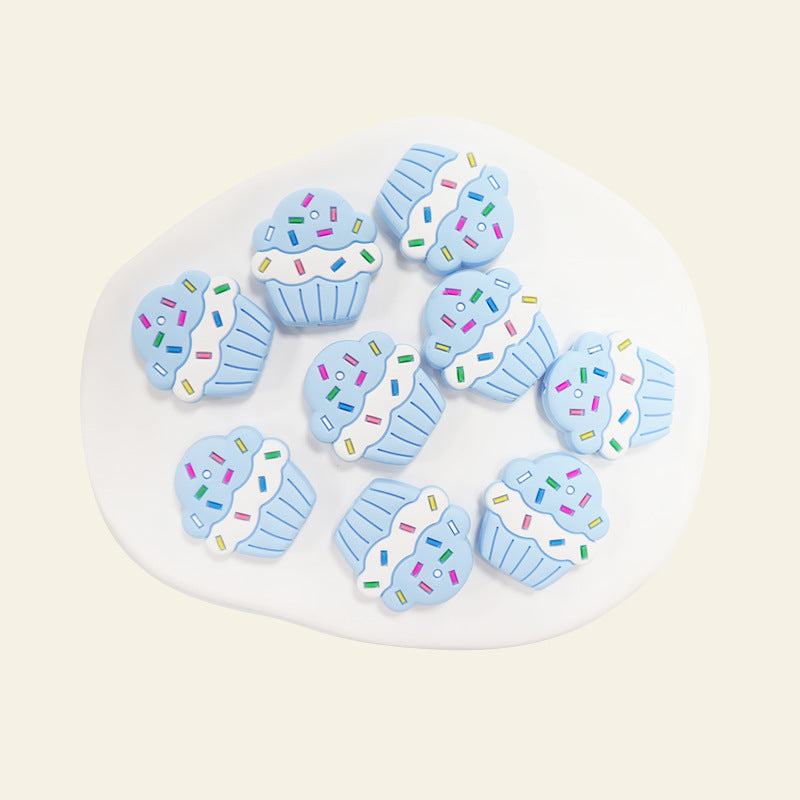 Wholesale 10pcs/pack cute little cake beaded pen beads silicone decorative accessories DIY beads